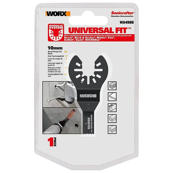 WORX WA4986 Çok Amaçlı Raspalama Makinası İçin 10x20mm Metal, Ahşap, Fiberglas, PVC Universal Hassas Kesme Bıçağı - 10