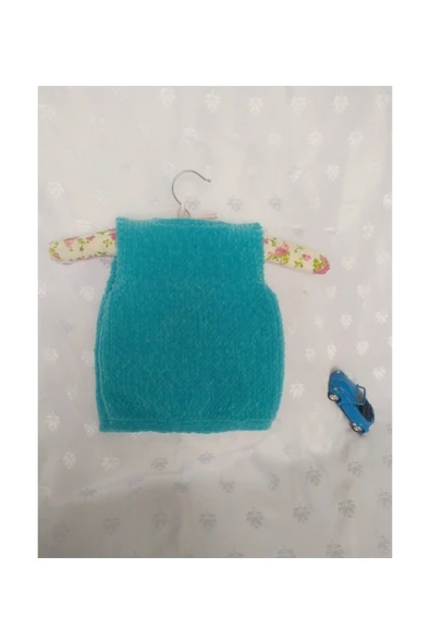 MAMSHOP ERKEK BEBEK YELEK MAVİ KADİFE - 2