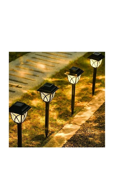 2'li Paket Güneş Enerjili Ve Gece Sensörlü Dikey Çime Saplamalı Ferforje Bahçe Lambası - 2