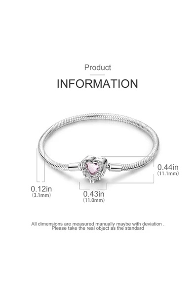 MAM Kanatlı Kalp Pembe Taş Pandora Model Bileklik - 5