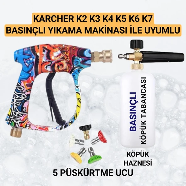 Coofbe Karcher K Serisi İle Uyumlu 5 Nozzle Set Basınçlı Araç Yıkama Tabancası Seti Basınçlı Yıkama Makinesi Bear - 2