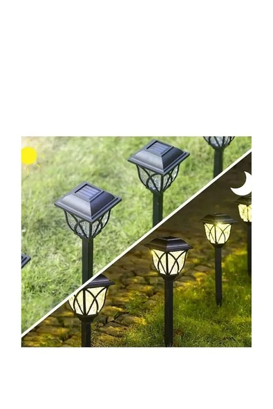 2'li Paket Güneş Enerjili Ve Gece Sensörlü Dikey Çime Saplamalı Ferforje Bahçe Lambası - 3