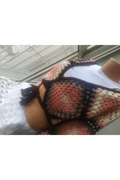 MAM Crop Hırka Motifli Baharlık Handmade - 8