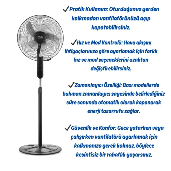 CVS DN 91032 Uzaktan Kumandalı 18'' 110 Watt Ayaklı Vantilatör - 3