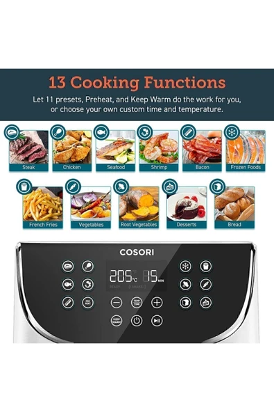 Cosori Premium XXL Airfryer 5.5 lt Yağsız Beyaz Fritöz - 4