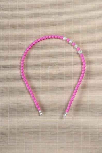 Kız Çocuk Renkli Boncuklu Taç Pembe 10 Adet ürün görseli