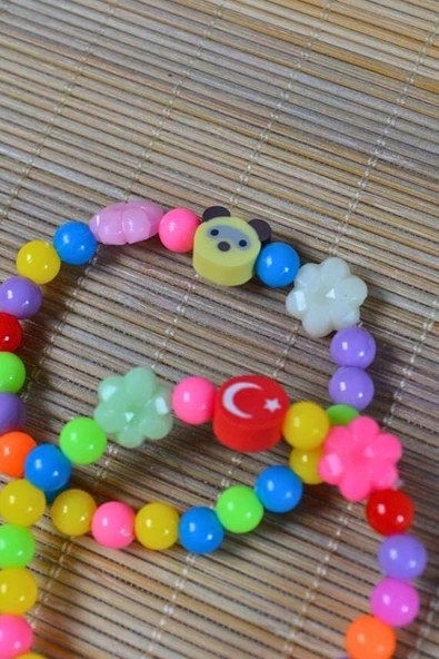 Renkli Boncuklu Çocuk Bileklik 10 Adet - Resim 2