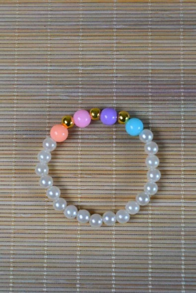 İnci Çocuk Bileklik Çok Renkli 10 Adet - Resim 3