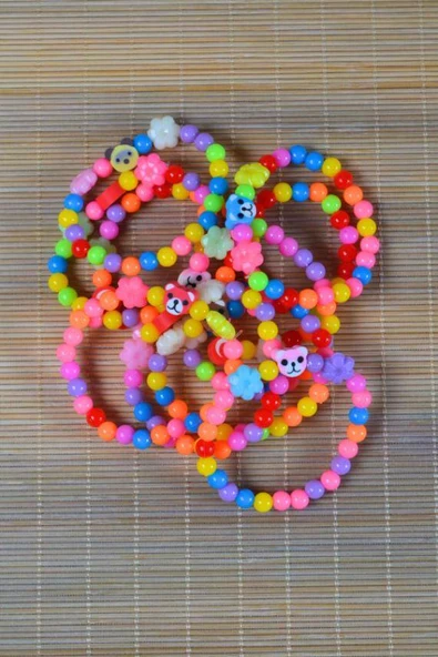 Renkli Boncuklu Çocuk Bileklik 10 Adet - Resim 4