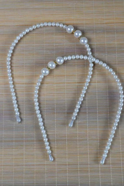 Kız Çocuk Renkli Boncuklu Taç Beyaz 10 Adet - Resim 3