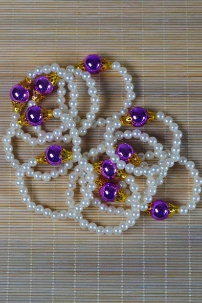 İnci Çocuk Bileklik Mor 10 Adet - Resim 4