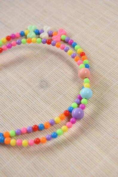 Kız Çocuk Renkli Boncuklu Taç Çok Renkli 10 Adet - Resim 2
