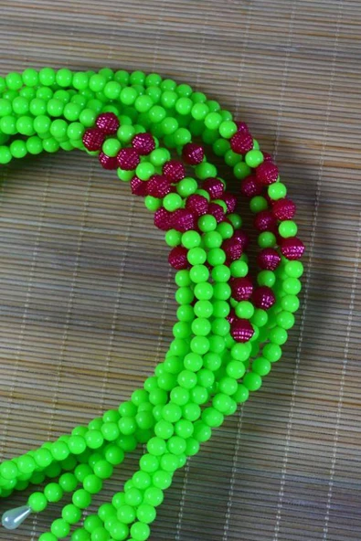 Kız Çocuk Renkli Boncuklu Taç Yeşil 10 Adet - Resim 4