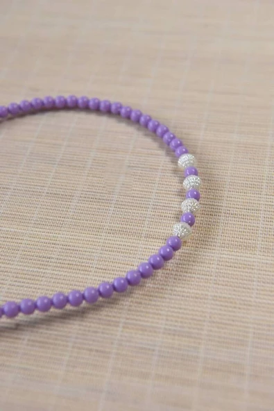 Kız Çocuk Renkli Boncuklu Taç Mor 10 Adet - Resim 2