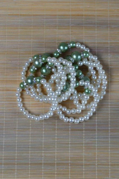 İnci Çocuk Bileklik Yeşil 10 Adet - Resim 4