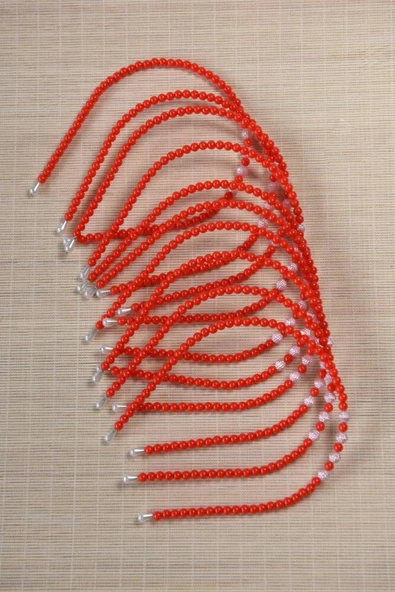 Kız Çocuk Renkli Boncuklu Taç Kırmızı 10 Adet - Resim 3