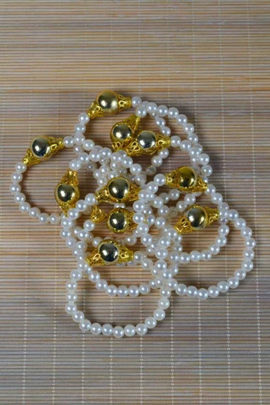 İnci Çocuk Bileklik Gold 10 Adet - Resim 4