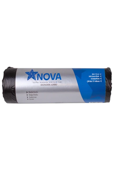 Alsepeteavm  Jumbo Boy Çöp Torbası Siyah (300gr) 80x110cm 10lu