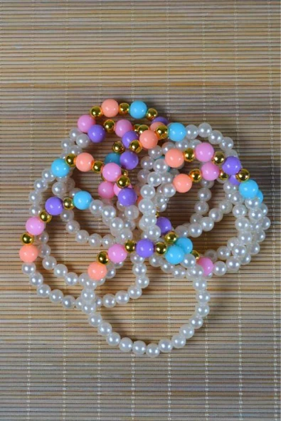 İnci Çocuk Bileklik Çok Renkli 10 Adet - Resim 5
