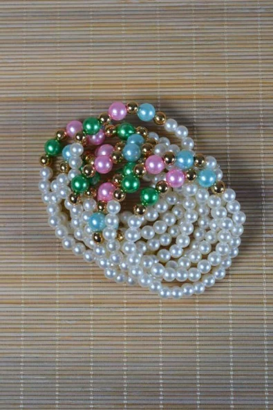 İnci Çocuk Bileklik Beyaz 10 Adet - Resim 4