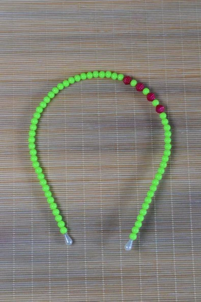 Kız Çocuk Renkli Boncuklu Taç Yeşil 10 Adet ürün görseli