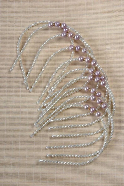 Kız Çocuk Renkli Boncuklu Taç Lila 10 Adet - Resim 3