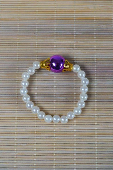 İnci Çocuk Bileklik Mor 10 Adet - Resim 2