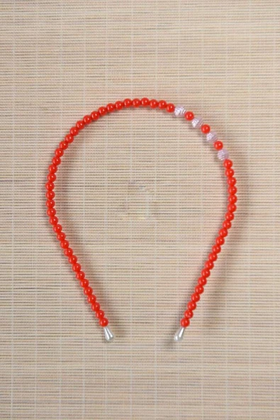 Kız Çocuk Renkli Boncuklu Taç Kırmızı 10 Adet ürün görseli 1