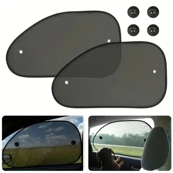 Coofbe Uv Korumalı 2 Adet Araç Yan Cam Güneşlik Sineklik 65x38cm Araç Yan Cam Güneşlik Araç Perdesi