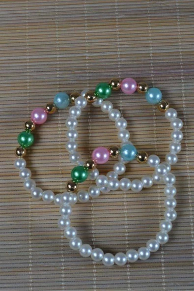 İnci Çocuk Bileklik Beyaz 10 Adet - Resim 2
