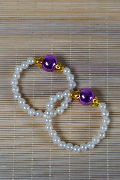 İnci Çocuk Bileklik Mor 10 Adet ürün görseli 1
