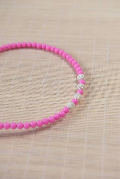 Kız Çocuk Renkli Boncuklu Taç Pembe 10 Adet - Resim 2