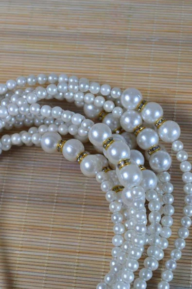 Kız Çocuk Renkli Boncuklu Taç Beyaz 10 Adet - Resim 4