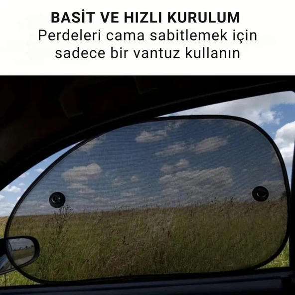Coofbe Uv Korumalı 2 Adet Araç Yan Cam Güneşlik Sineklik 65x38cm Araç Yan Cam Güneşlik Araç Perdesi - 7