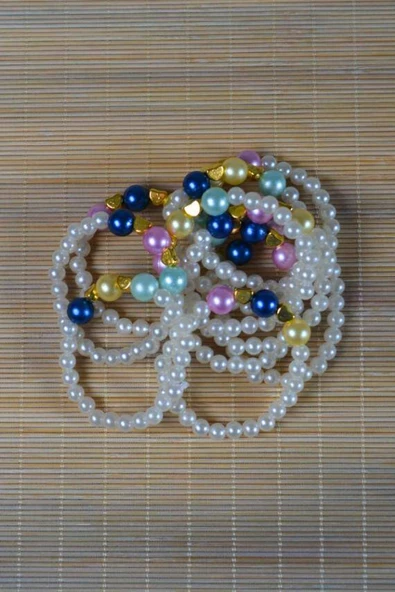 İnci Çocuk Bileklik Mavi 10 Adet - Resim 4