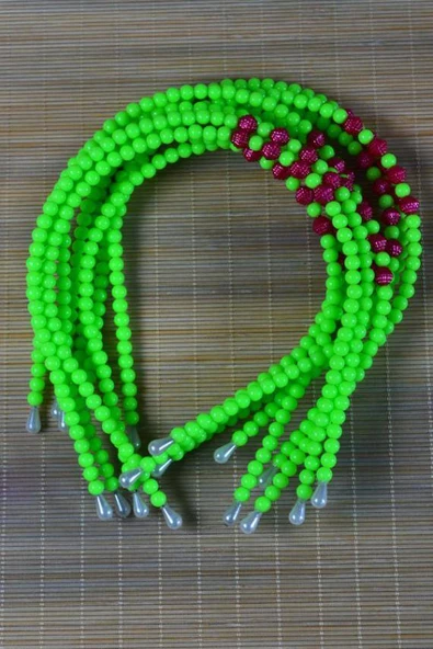 Kız Çocuk Renkli Boncuklu Taç Yeşil 10 Adet - Resim 5