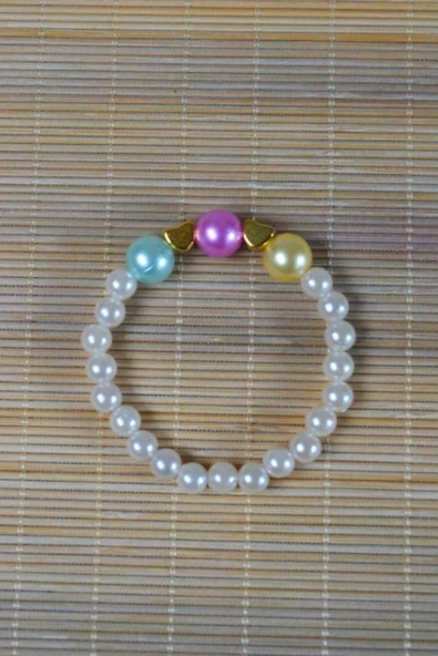İnci Çocuk Bileklik Pembe 10 Adet - Resim 4