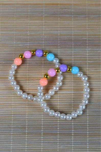 İnci Çocuk Bileklik Çok Renkli 10 Adet ürün görseli 1
