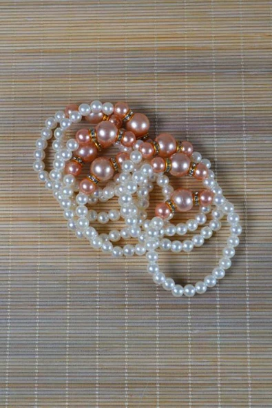 İnci Çocuk Bileklik Krem 10 Adet - Resim 4