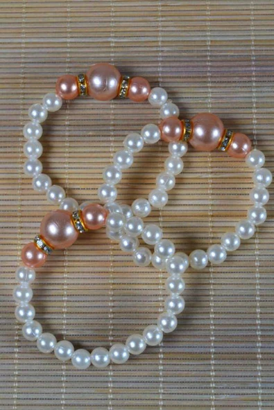 İnci Çocuk Bileklik Krem 10 Adet - Resim 3