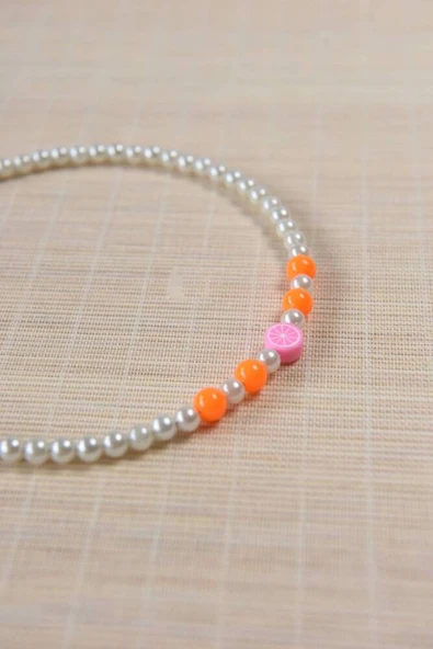 Kız Çocuk Renkli Boncuklu Taç Turuncu 10 Adet - Resim 2