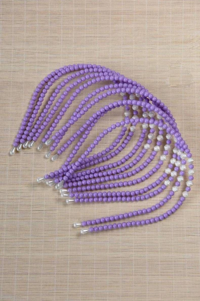 Kız Çocuk Renkli Boncuklu Taç Mor 10 Adet - Resim 3