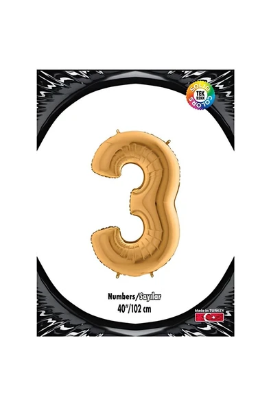 Alsepeteavm 3 Rakam Altın Folyo Balon 40"