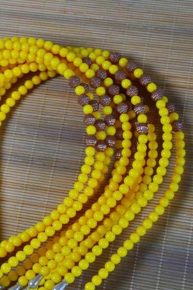 Kız Çocuk Renkli Boncuklu Taç Sarı 10 Adet - Resim 4