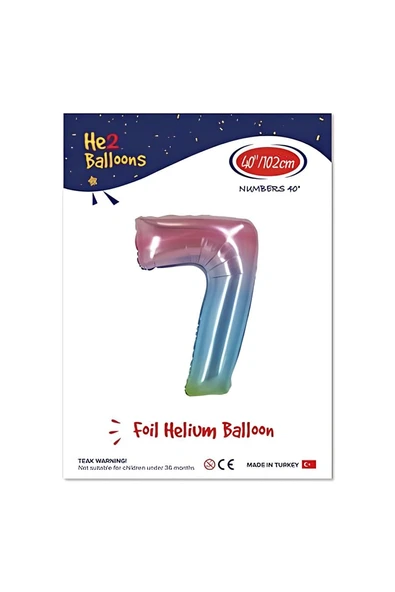 Alsepeteavm 7 Rakam Rainbow Folyo Balon 40"