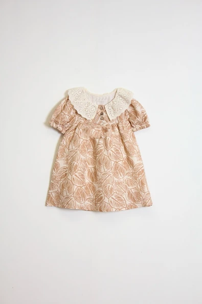 Kız Çocuk Müslin Kumaş Dantel Yakalı Elbise 2-7 Yaş 12245 - 4