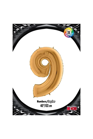Alsepeteavm 9 Rakam Altın Folyo Balon 40"