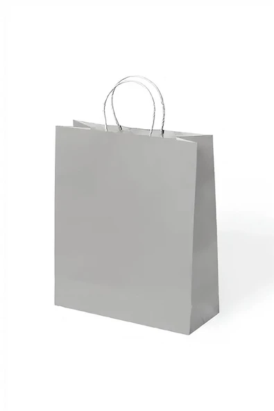 Alsepeteavm Gümüş Büküm Saplı Kraft Çanta 45x50cm