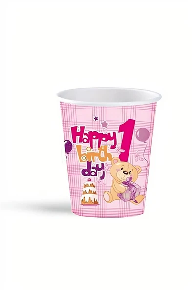 Alsepeteavm 1st Birthday Party Paper Cups Pink