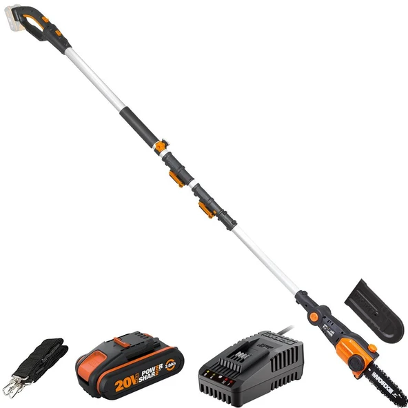 WORX WG349E 20Volt 2.0Ah Li-ion Tek Akülü 20CM Profesyonel Teleskobik Saplı Açı Ayarlı Zincirli Dal Budama ürün görseli 1